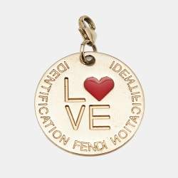 Pre Owned Fendi Identification Love Enamel Gold Tone Charm