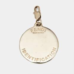 Pre Owned Fendi  Identification Heart Crytslas Gold Tone Charm