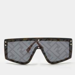 Pre Owned Fendi Brown/Black FF M0076/G/S Shield Sunglasses