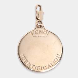 Pre Owned Fendi Gold Tone Hardware B Crystal Identification Pendant