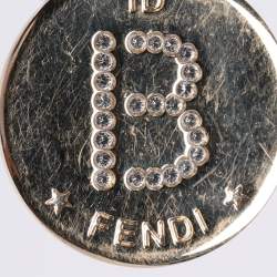 Pre Owned Fendi Gold Tone Hardware B Crystal Identification Pendant