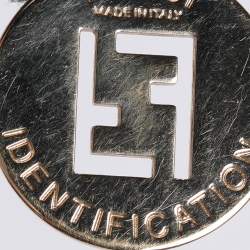 Pre Owned Fendi Gold Tone Hardware FF Identification Pendant Necklace