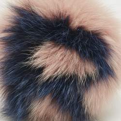 Pre Owned Fendi Pink/Blue Fox Fur and Leather Alphabet R Ball Bag Charm