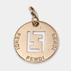 Pre Owned Fendi Gold Tone Hardware FF Identification Pendant