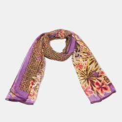 Pre Owned Fendi Multicolor Printed Silk Stole 
