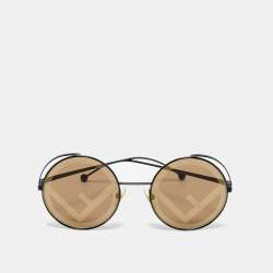 Pre Owned Fendi Brown/Black FF 0343/S Round Sunglasses