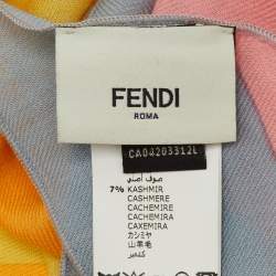 Pre Owned Fendi Multicolor Jewel Eyes Print Wool and Cashmere Scarf