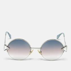 Pre Owned Fendi Blue/Pink Gradient FF024 Round Sunglasses