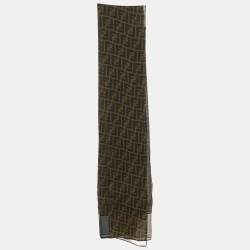 Pre Owned Fendi Brown Zucca Silk Layered Scarf 