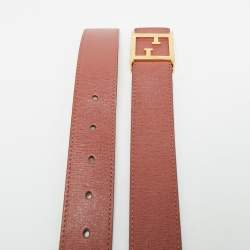 مملوكة مسبقًا Fendi Old Rose Leather FF Waist Belt 85CM