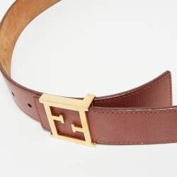 مملوكة مسبقًا Fendi Old Rose Leather FF Waist Belt 85CM