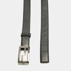 Pre Owned Fendi Black Leather FF Buckle Belt 95CM