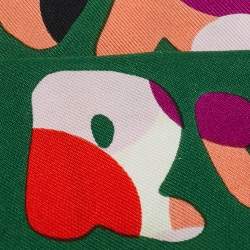 Pre Owned Fendi Green Fendi Roma Print Silk Bandeau 