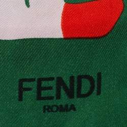 Pre Owned Fendi Green Fendi Roma Print Silk Bandeau 