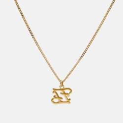 Pre Owned Fendi Karligraphy FF Gold Tone Necklace