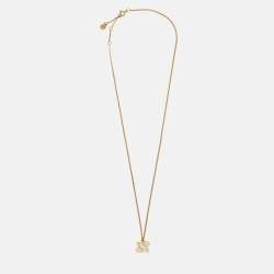 Pre Owned Fendi Karligraphy FF Gold Tone Necklace