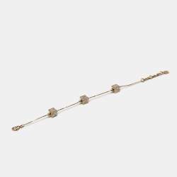 Pre Owned Fendi FF Crystal Cube  Gold Tone Station Bracelet