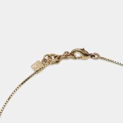 Pre Owned Fendi FF Crystal Cube  Gold Tone Station necklace 