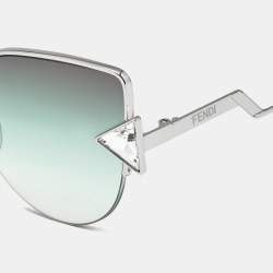 Pre Owned Fendi Green/Silver Tone Gradient FF 0242/S Crystal Cat Eye Sunglasses