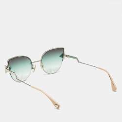 Pre Owned Fendi Green/Silver Tone Gradient FF 0242/S Crystal Cat Eye Sunglasses