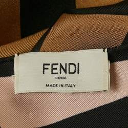 Pre Owned Fendi Brown Printed Silk Square Scarf