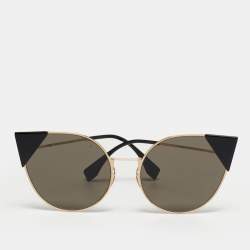 Pre Owned Fendi Black/Gold Tone FF0190/S Cat Eye Sunglasses