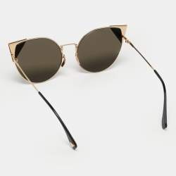 Pre Owned Fendi Black/Gold Tone FF0190/S Cat Eye Sunglasses