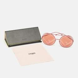 Pre Owned Fendi Red FF 0285/S Round Sunglasses