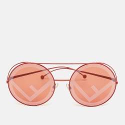 Pre Owned Fendi Red FF 0285/S Round Sunglasses