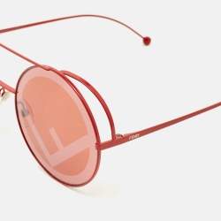 Pre Owned Fendi Red FF 0285/S Round Sunglasses
