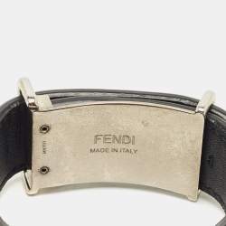 Pre Owned Fendi Multicolor Studded Rainbow Resin Leather Two Tone Metal Bracelet