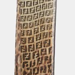 Pre Owned وشاح فندي حرير مطبوع زوكا بني ونقشة الفهد