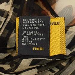 Pre Owned وشاح فندي حرير مطبوع زوكا بني ونقشة الفهد