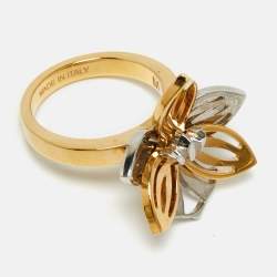 Pre Owned Fendi  Flower  Two Tone Ring Size 54