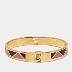 مملوكة مسبقًا سوار فنـدي اف اف مصقول بلون ذهبي حجم وسط