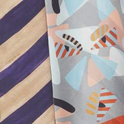 مملوكة مسبقًا Fendi Grey Monster Eyes Silk Wrappy Scarf 