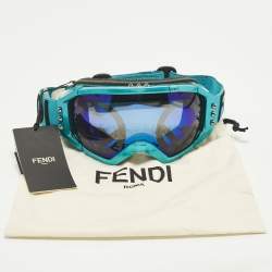 Pre Owned Fendi Teal Green/Black FAH029 Studded Ski Goggles