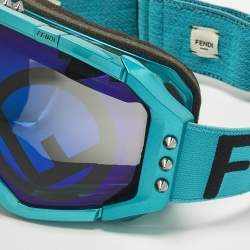 Pre Owned Fendi Teal Green/Black FAH029 Studded Ski Goggles