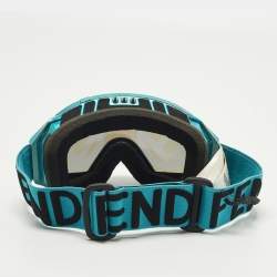 Pre Owned Fendi Teal Green/Black FAH029 Studded Ski Goggles