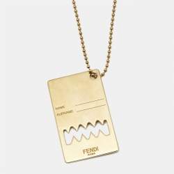 مملوكة مسبقًا Fendi Monster Enamel Gold Tone Tag Necklace