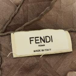 Pre Owned Fendi Grey Gradient FF Pattern Silk Stole