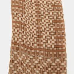 Pre Owned شال فنْدي حرير بنقشة تقاطع أف أف بني