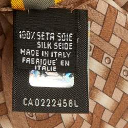 Pre Owned شال فنْدي حرير بنقشة تقاطع أف أف بني