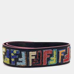 مملوكة مسبقًا حزام متعدد الألوان من قماش وجلد فندي