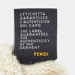 مملوكة مسبقًا قفازات حياكة صوف كريمية من فندي صغير