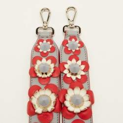 Pre Owned Fendi Multicolor Floral Applique Leather Shoulder Bag Strap