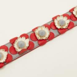 Pre Owned Fendi Multicolor Floral Applique Leather Shoulder Bag Strap