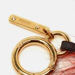 مملوكة مسبقًا Fendi Crystal Eye Cube Monster Red Fox Fur and Leather Bag Charm