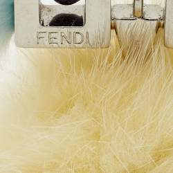 مملوكة مسبقًا Fendi Bag Charm Yellow/Blue Fox Fur Hypnoteyes Chick Pom Pom 