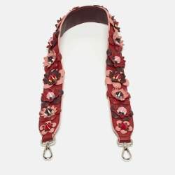 Pre Owned Fendi Flowerland Strap You Tricolor Leather Shoulder Bag Strap